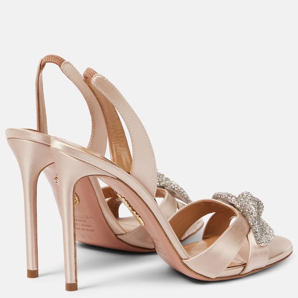 New AQUAZZURA Very Bow Tie embellished satin sandals 40.5 $1,195 - Picture 5 of 16